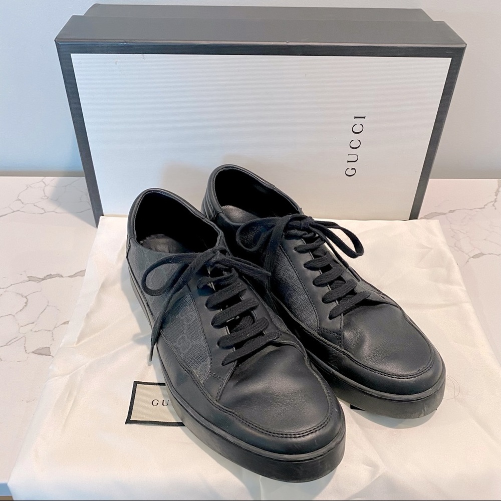 Gucci Common GG Supreme Black Sneakers Size 9.5